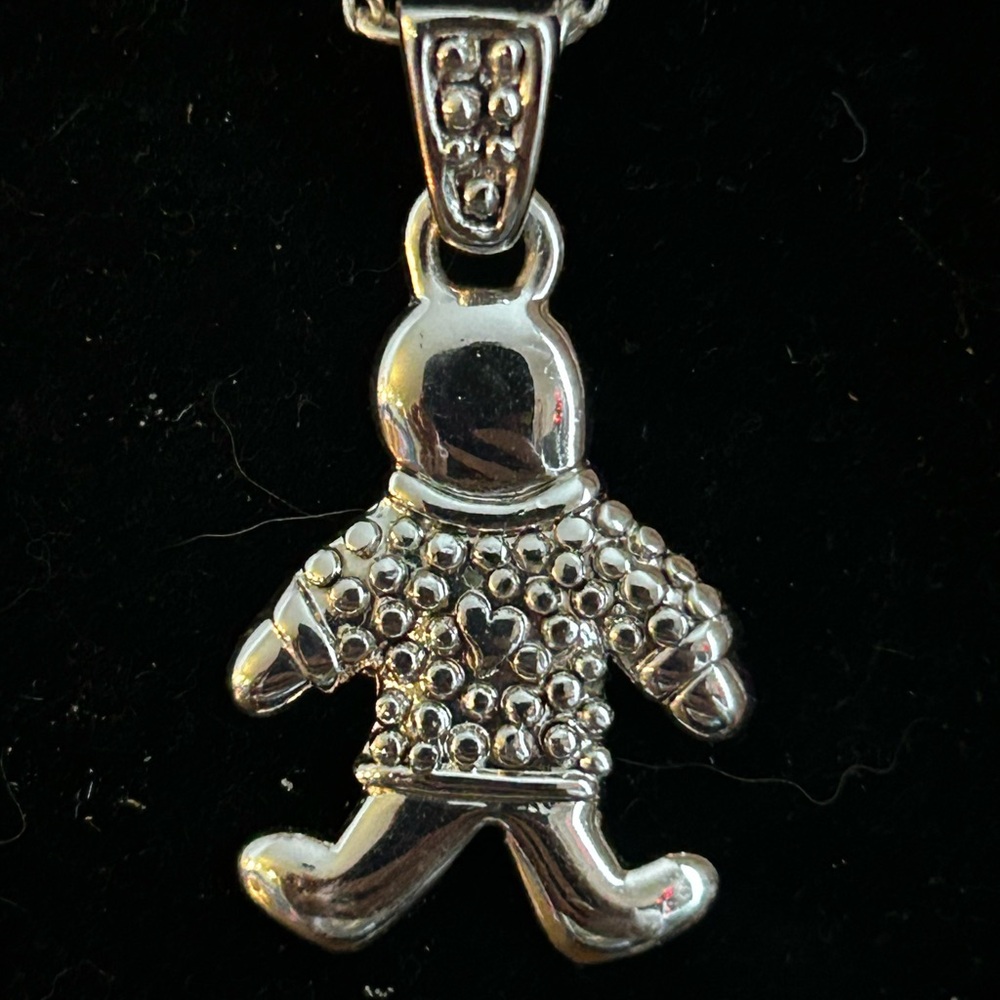 Sterling Silver Gingerbread Man Necklace - Picture 2 of 4